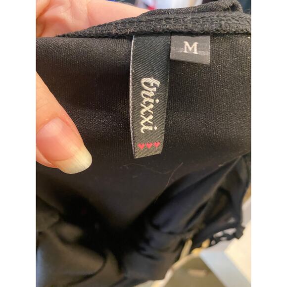 vintage y2k black ruched net off the shoulders dress trixxi hankie hem pink sash - Picture 9 of 9